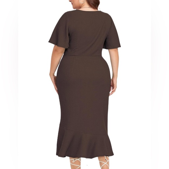 NWT Women’s Plus Sized Modest Ruched BodyCon Mermaid Cocktail Dress Size 6XL - Picture 3 of 7